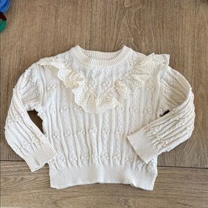 Zara Cable Knit Ruffle Sweater Size 2-3
